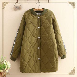 Lettering Strap Quilted Zip Jacket