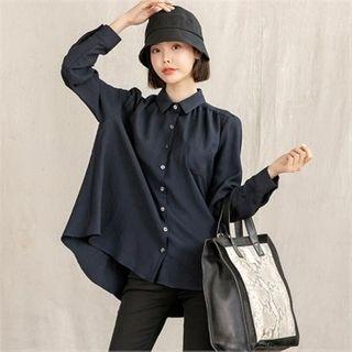 Dip-back Shirred Boxy Blouse