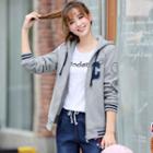 Smiley Face Print Hooded Zip Jacket