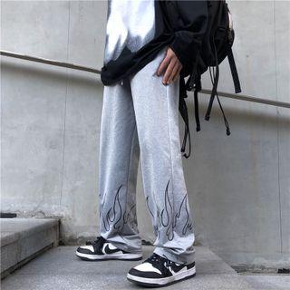 Fire Print Straight Leg Pants