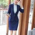 Slim-fit Blazer / Dress Pants / Pencil Skirt / Long-sleeve Blouse / Set