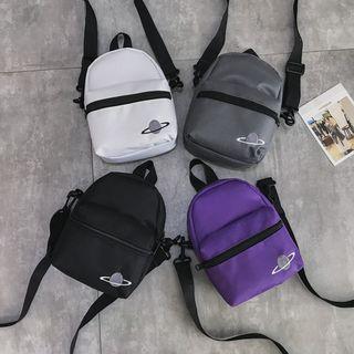Planet Embroidered Oxford Crossbody Bag