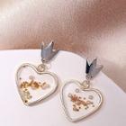 Heart Ear Stud 1 Pair - A333 - Crown & Heart - Gold - One Size