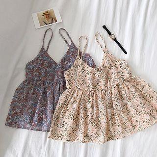 Floral V-neck Strap Top