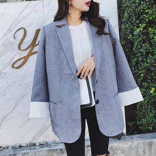 Pinstriped Buttoned Blazer