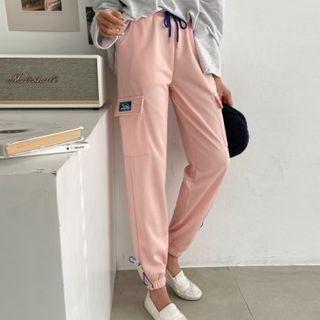 Drawstring-hem Flap-pocket Jogger Pants