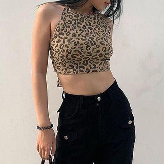 Leopard Print Tie-back Tank Top