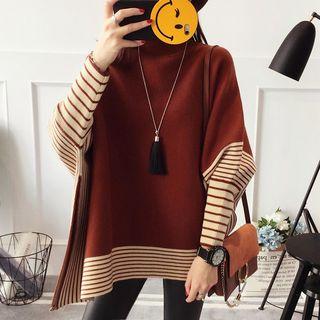 Striped Batwing-sleeve Sweater