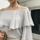 Frilled Off-shoulder 3/4-sleeve Top