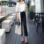 Elbow-sleeve A-line Midi Coat Dress