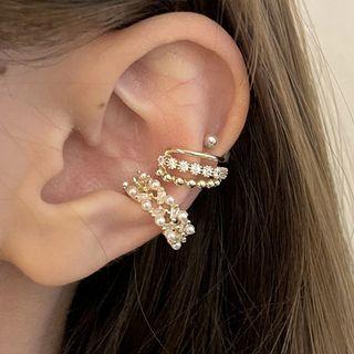 Rhinestone / Faux Pearl Cuff Earring