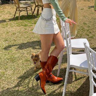 Inset Shorts Cargo A-line Miniskirt With Chain