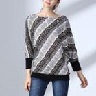 Print Batwing-sleeve Pullover