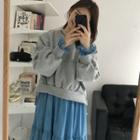 Plain Sweatshirt / Long-sleeve Frill-trim Midi Dress