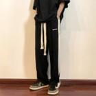Letter Embroidered Striped Loose Fit Pants