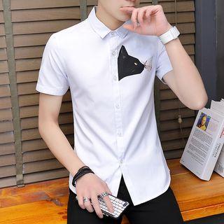 Short-sleeve Cat Printed Shirt
