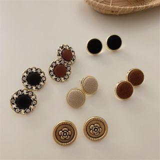 Fabric / Alloy Disc Earring