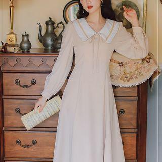 Two Tone Bow Drawstring A-line Dress