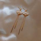 Fringe Dangle Earring 1 Pair - Silver Rhinestone - Gold - One Size