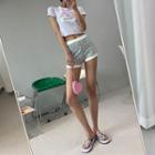 Flower-pattern Checked Shorts