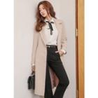 Notched-lapel Belted A-line Coat