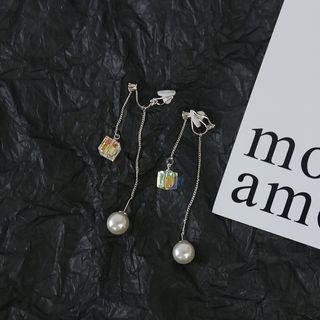 Cubic Drop Beaded Threader Earrings