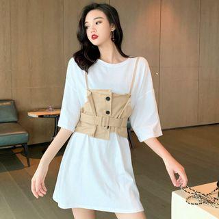 Plain Elbow-sleeve T-shirt / Camisole Top