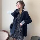 Plain Blazer / Floral Long-sleeve A-line Dress