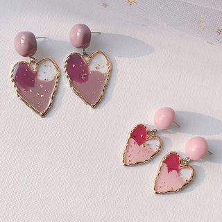 Gold Leaf Alloy Heart Dangle Earring