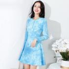 Long-sleeve Tie Dye A-line Dress