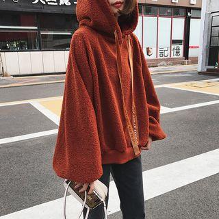 Lettering Strap Fleece Hoodie