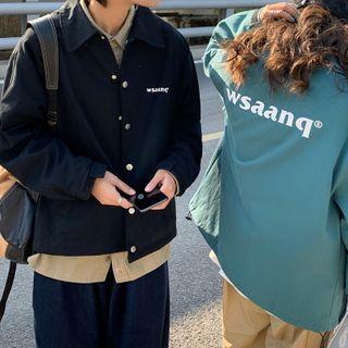 Couple Matching Letter Printed Long-sleeve Jacket
