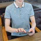 Short-sleeve Contrast Trim Spider Print Polo Shirt