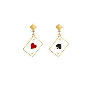 Poker Card Asymmetrical Alloy Dangle Earring