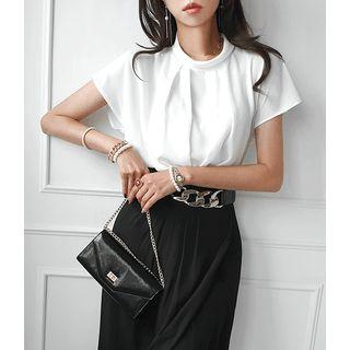 Mock-neck Crepe Blouse