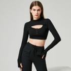 Eco-friendly Long-sleeve Mock-neck Cropped Top