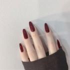 Plain Pointed Faux Nail Tip 296 - Glue - Wine Red - One Size