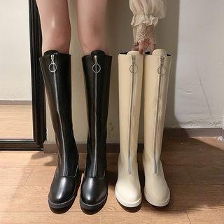 Zip Detail Block Heel Knee-high Boots