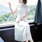 Lace Sleeve Midi A-line Dress
