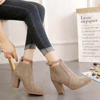 Block-heel Pointed Short Boots