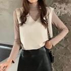 Turtleneck Long-sleeve T-shirt / V-neck Vest