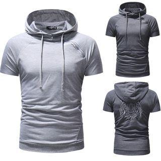 Short-sleeve Tiger Embroidered Hoodie