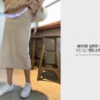 Drawcord H-line Midi Skirt Beige - One Size