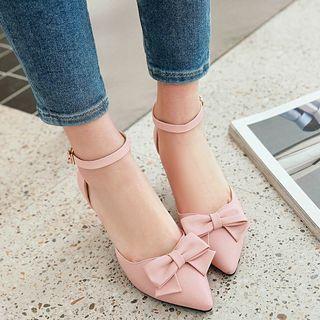 Bow Accent Pointed Kitten Heel Sandals