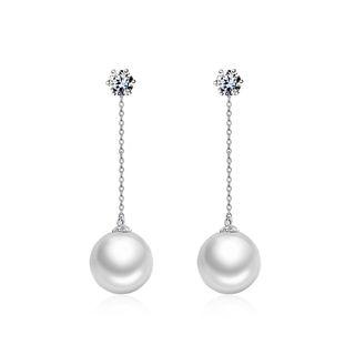 Elegant 925 Sterling Silver Earrings With White Cubic Zircon And Fashion Pearls