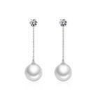 Elegant 925 Sterling Silver Earrings With White Cubic Zircon And Fashion Pearls