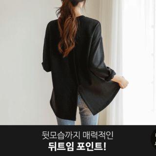 Crew-neck Slit-back T-shirt