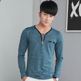 Zip Neck Long-sleeve T-shirt