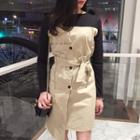 Panel Mock-two Long-sleeve Dress