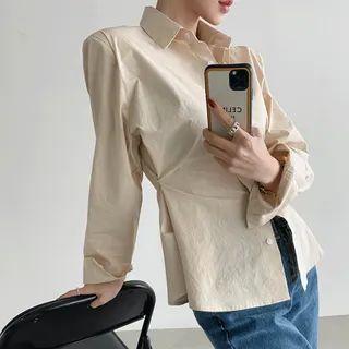 Two-way Snap-button Plain Shirt